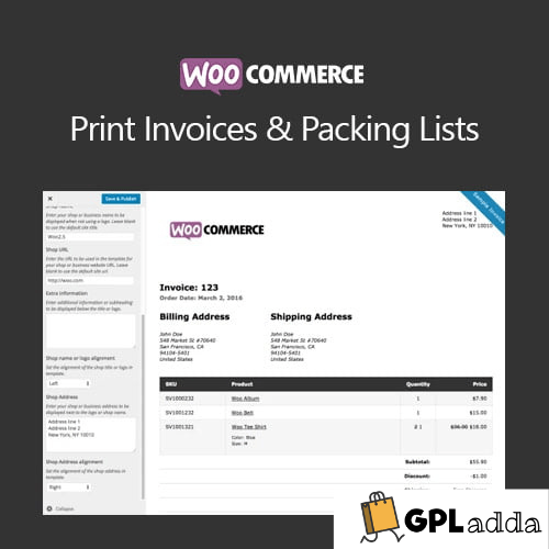 WooCommerce Print Invoices & Packing lists