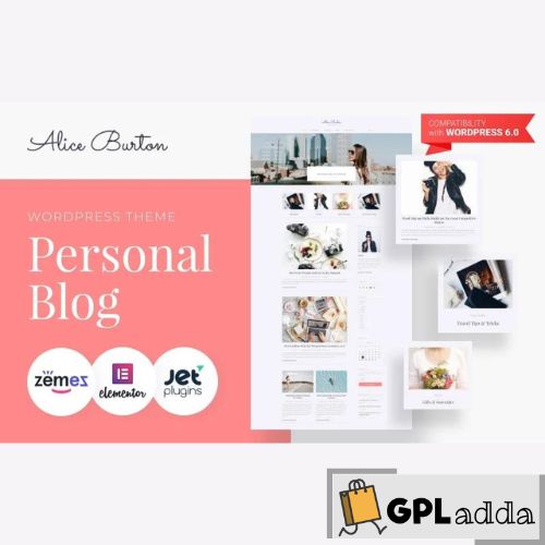 AliceBurton – Personal Blog WordPress Elementor Theme WordPress Theme