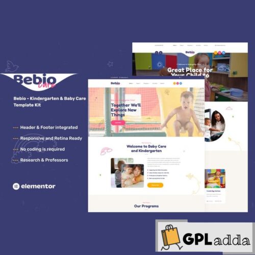 Bebio - Kindergarten & Baby Care Elementor Template Kit