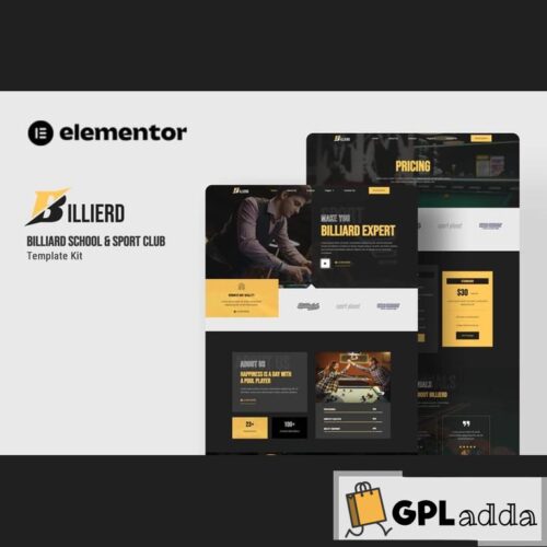 Billierd - Billiard School & Sport Club Elementor Template Kit