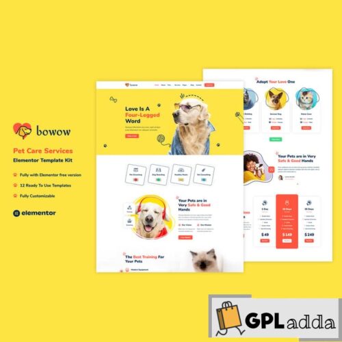 Bowow - Pet Care Services Elementor Template Kit