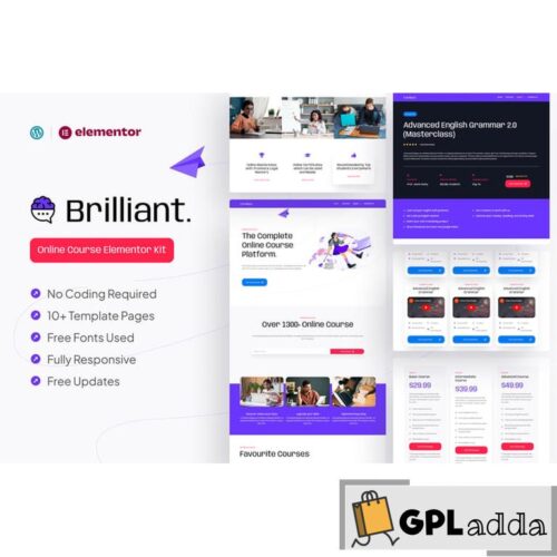 Brilliant - Online Course Elementor Pro Template Kit