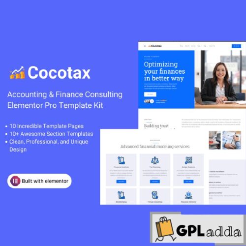 Cocotax - Accounting & Finance Consulting Elementor Pro Template Kit