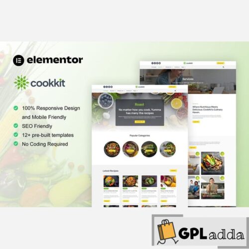 Cookkit - Food Recipe & Nutrition Service Elementor Pro Template Kit