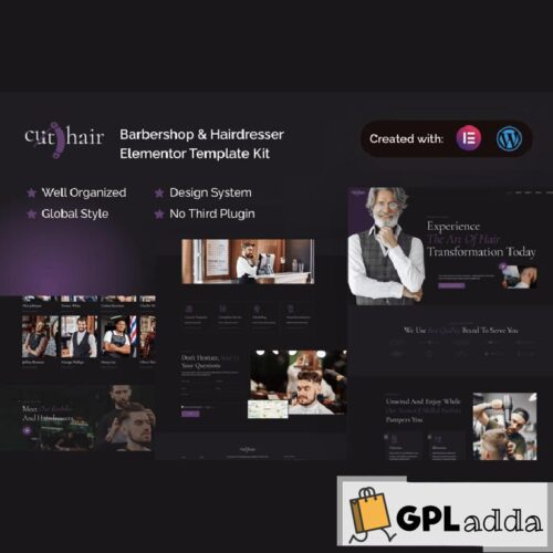 Cuthair - Barbershop & Hairdresser Elementor Pro Template Kit