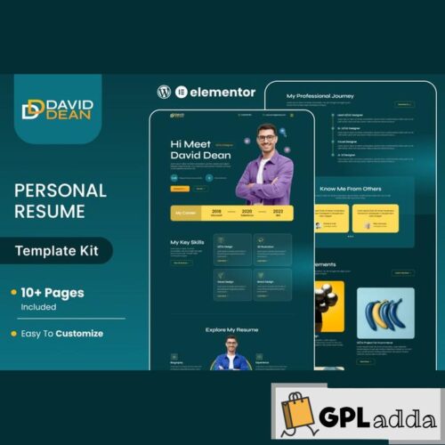 DavidDean - Personal Portfolio & Resume Elementor Template Kit