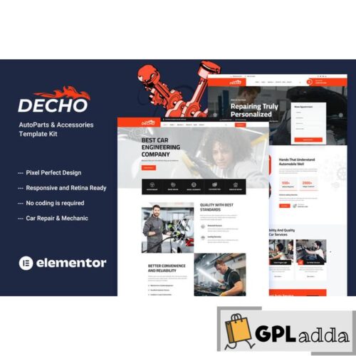 Decho - Car Repair Mechanic Elementor Template Kit