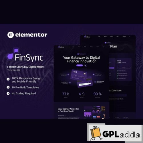 FinSync - Fintech Startup & Digital Wallet Elementor Template Kit