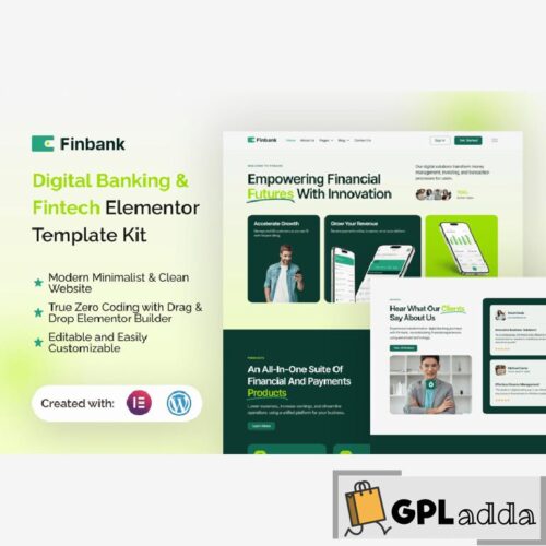 Finbank - Digital Banking & Fintech Elementor Template Kit