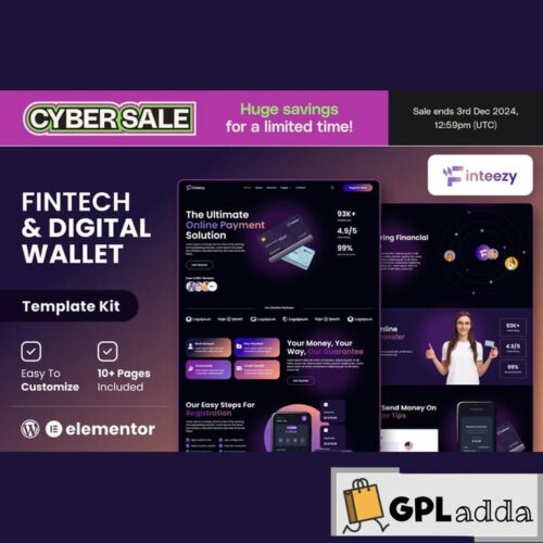 Finteezy - Fintech Startup & Digital Wallet Elementor Template Kit