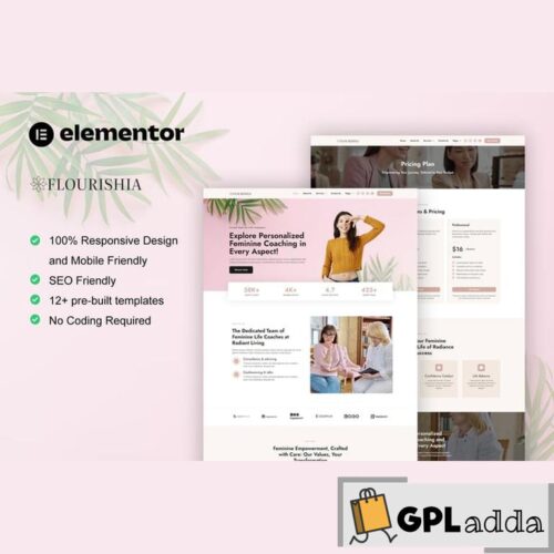 Flourishia - Feminine Business Coaching Elementor Pro Template Kit