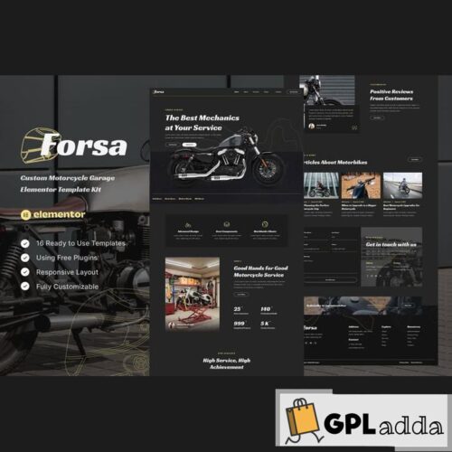 Forsa - Custom Motorcycle Garage Elementor Template Kit