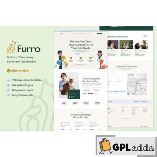 Furro - Pet Care & Veterinary Elementor Template Kit