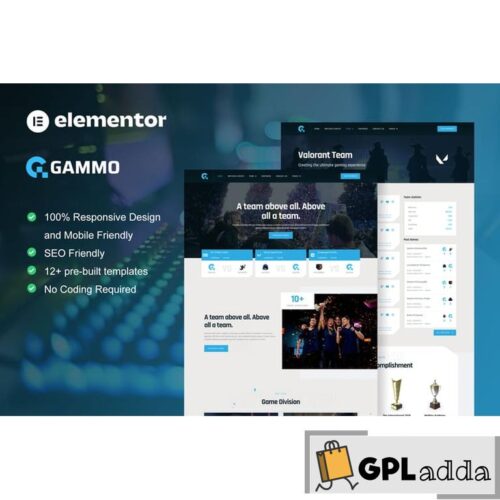 Gammo - Esports Team & Gaming Elementor Pro Template Kit