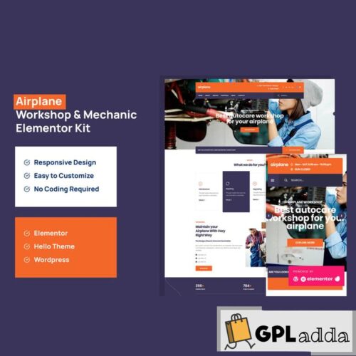 Airplane - Mechanic Workshop Elementor Template Kit
