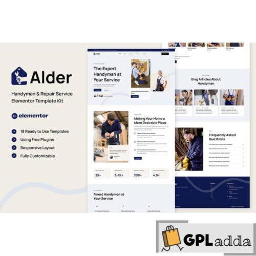 Alder - Handyman & Repair Service Elementor Template Kit