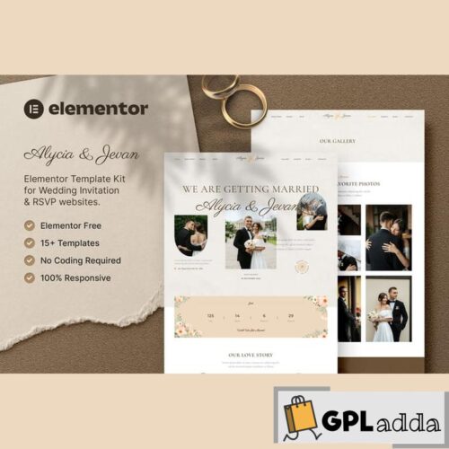 Alycia & Jevan - Wedding Invitation & RSVP Elementor Template Kit