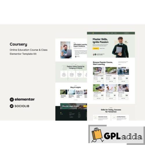 Coursery - Online Education Course & Class Elementor Template Kit