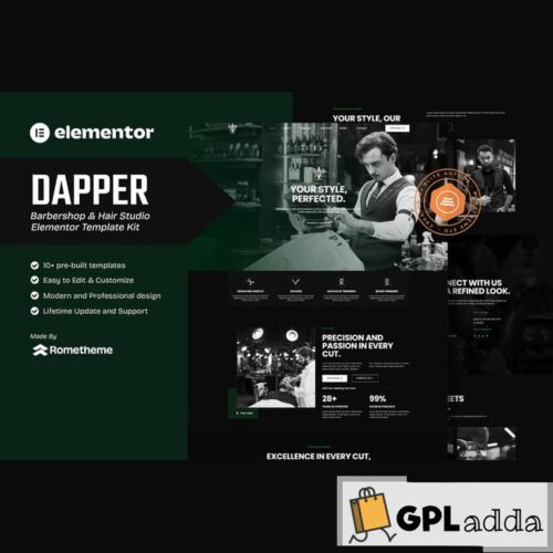 Dapper - Barbershop & Hair Studio Elementor Template Kit