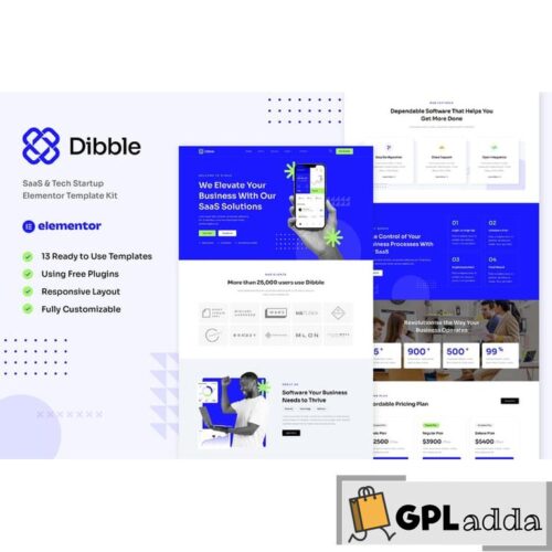 Dibble - SaaS & Tech Startup Elementor Template Kit