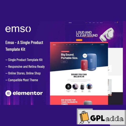 Emso - A Single Product  Elementor Template Kit