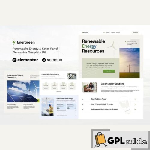 Energreen - Renewable Energy & Solar Panel Elementor Template Kit