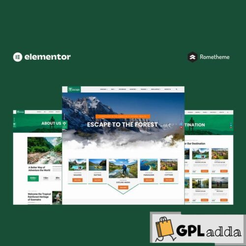 Escape - Forest Travel Adventure Elementor Pro Full Site Template Kit
