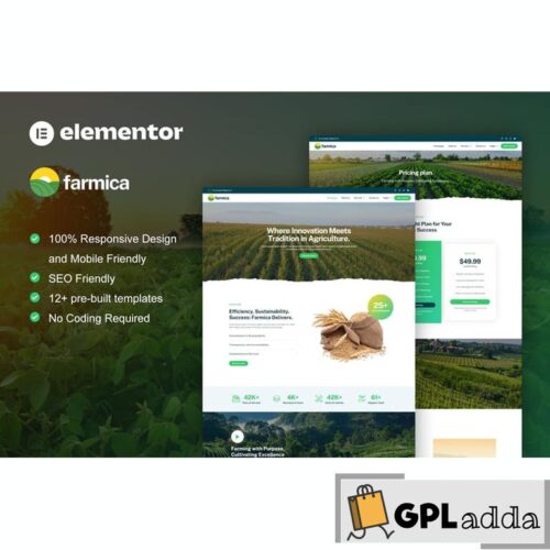 Farmica - Agriculture & Organic Farming Elementor Pro Template Kit