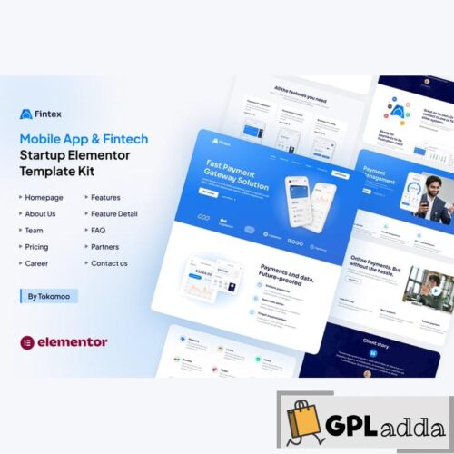 Fintex - Mobile App & Fintech Startup Elementor Template Kit