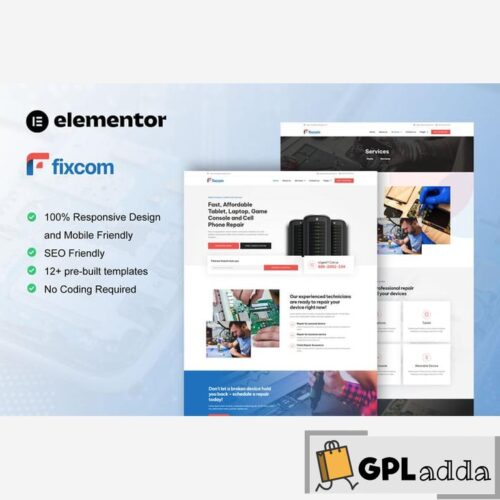 Fixcom - Mobile Phone & Computer Repair Elementor Template Kit