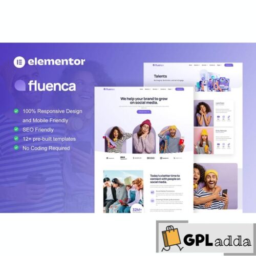 Fluenca - Social Media Agency Elementor Pro Full Site Template Kit