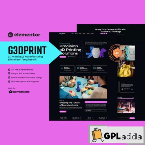 G3DPrint - 3D Printing & Manufacturing Elementor Template Kit