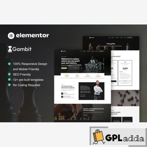 Gambit - Chess Club Courses & Training Elementor Template Kit
