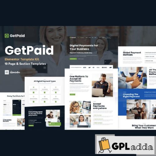 GetPaid - Payment Gateway & Fintech Service WordPress Elementor Template Kit