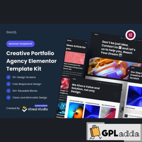 GonQ Creative Portfolio Agency Elementor Template Kit