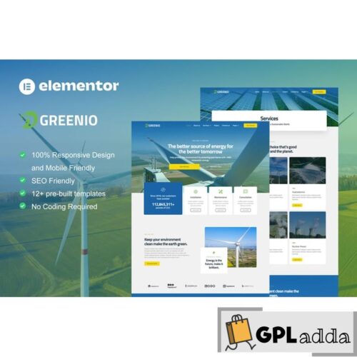 Greenio - Green Energy & Technology Company Elementor Template Kit