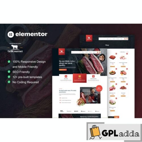 GrillGourmet - Butcher & Meat Shop Elementor Template Kit