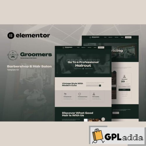 Groomers - Barbershop & Hair Salon Elementor Template Kit