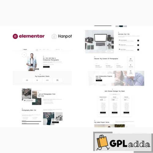 Hanpot - Personal Photographer & Portfolio Showcase Elementor Template Kit