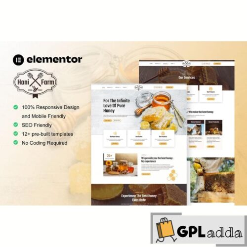 HoniFarm - Honey Bee Farm Elementor Template Kit