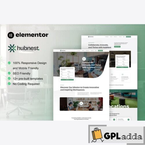 Hubnest - Coworking Space & Virtual Office Elementor Pro Template Kit