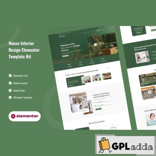 Intre - House Interior Design Service Elementor Template Kit