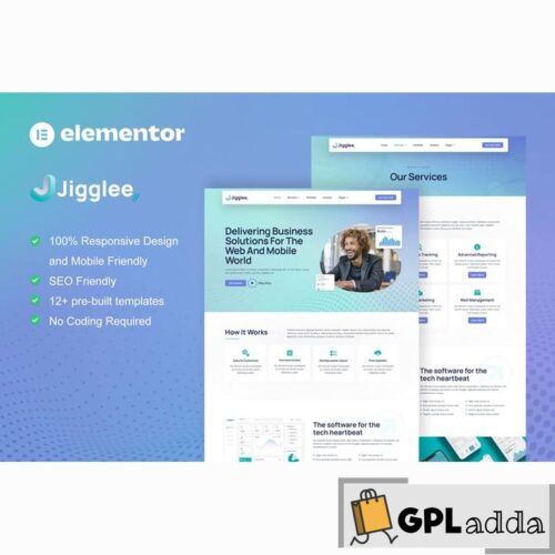 Jigglee - Tech Startup Business Elementor Template Kit