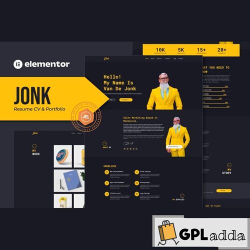 Jonk - Resume CV & Portfolio Elementor Template Kit