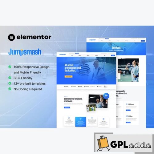 JumpSmash - Badminton Club & Sport Community Elementor Template Kit