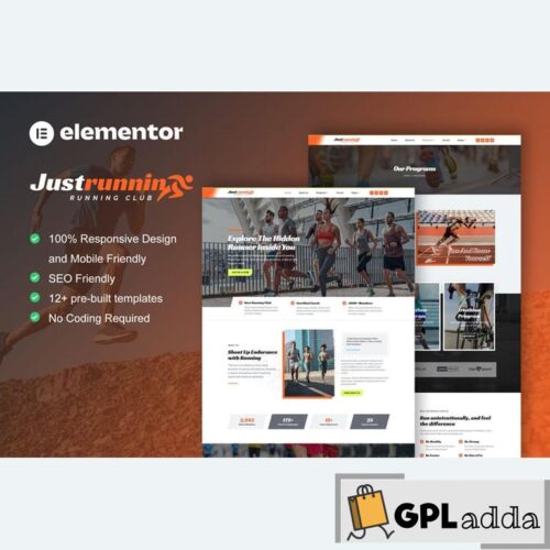 JustRunnin - Running Club Marathon & Sport Event Elementor Template Kit