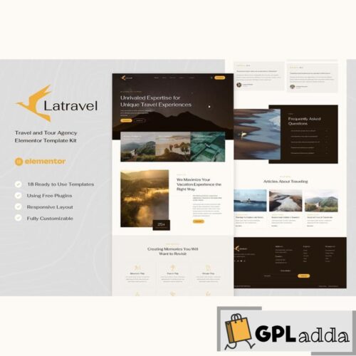 Latravel - Travel and Tour Agency Elementor Template Kit