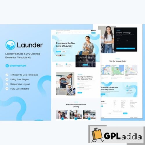 Launder - Laundry Service & Dry Cleaning Elementor Template Kit