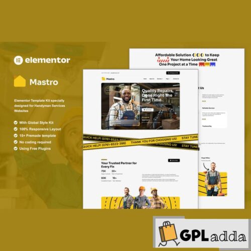 Mastro - Handyman Services Elementor Template Kit