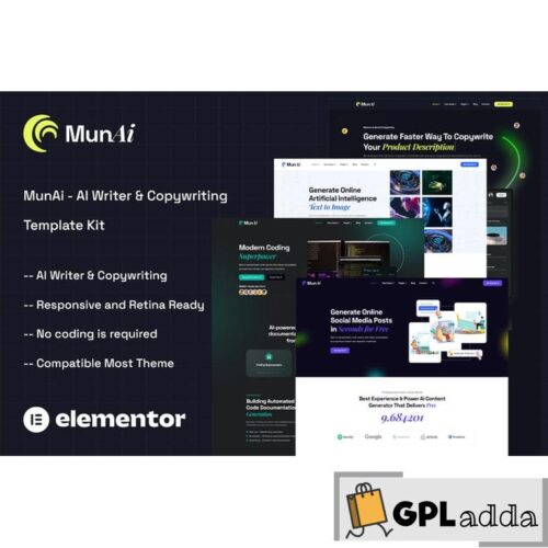 MunAi - AI Writer & Copywriting App Elementor Template Kit